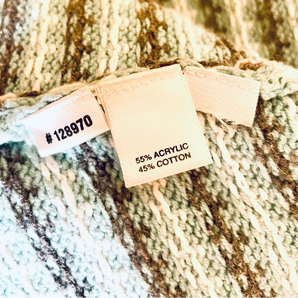 Ann Taylor LOFT Blue Gray & White Print Button up Belted Collared Cardigan Sz M - Picture 9 of 9